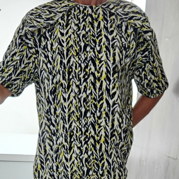 BALENCIAGA White Citron Black Print Structured Crew Neck Decorated Short Sleeve - Picture 16 of 16